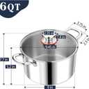P&P CHEF 6 Quart Tri-Ply Stainless Steel Stock Pot, 6 Qt Stockpot Pasta Cooking Pot with Visible Lid for Soup Vegetable, Induction Cookware for All Stoves, Sturdy & Double Handle, Dishwasher Safe
