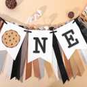 Cookie One High Chair Banner - First Birthday Party Decorations , Milk and Cookies Highchair Banner , Cookie Themed Cake Smash Party Decor , 1st Birthday Ribbon Banner