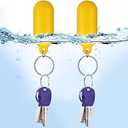2 x 2 Pieces Yellow Floating Keychain Pills-Shape Float Key Rings for Boat Sailings Kayak Surfing Water Sports Floating Key Chain Sports Fan Key Chains Car Keychains Car Accessories