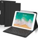 BOBOLEE Keyboard Case for iPad 9.7 inch 6th 2018, 5th Gen. 2017, Air 2 2014 Released, Wireless Detachable Keyboard, Thin Slim Folio Cover Shell with Pen Holder, Auto Sleep Wake, BL