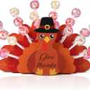 Thanksgiving Decor Wooden 30 Holes Turkey Lollipop Holder Cake Pop Stand Candy Table Display for Fall Birthday Wedding Party Anniversary Thanksgiving Halloween Table Centerpieces Decorations