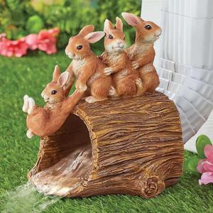 Elenon Rabbit Decorative Gutter Downspout Extension Statue, Animal Gutter Guardian Rain Downspout Extender, Garden Splash Block Outdoor Sculpture for 3"  4" Down Spouts Decor