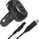 Surface Pro Surface Laptop Car Charger, USB C Car Charger Compatible with Surface Pro 7/6/5/4/3, Surface Laptop Go2/1, Surface Book/Go 3/2/1, Dual USB Port for iPad, Phone, Switch