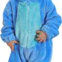 Unisex Baby Flannel Romper Animal Onesie For Toddler Costume Hooded Cartoon Outfit (12-18 Months, Bule)