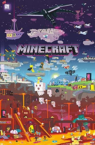 Trends International Minecraft - World Beyond Wall Poster, 22.375" x 34", Unframed Version Pack of 2