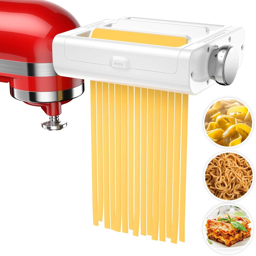 RETHONE Pasta Maker Attachment for KitchenAid Stand Mixers -3 in 1 Set Pasta Attachments includes Pasta Roller, Spaghetti Fettuccine Cutter, Pasta Machine Attachment Accessories for Kitchen Aid