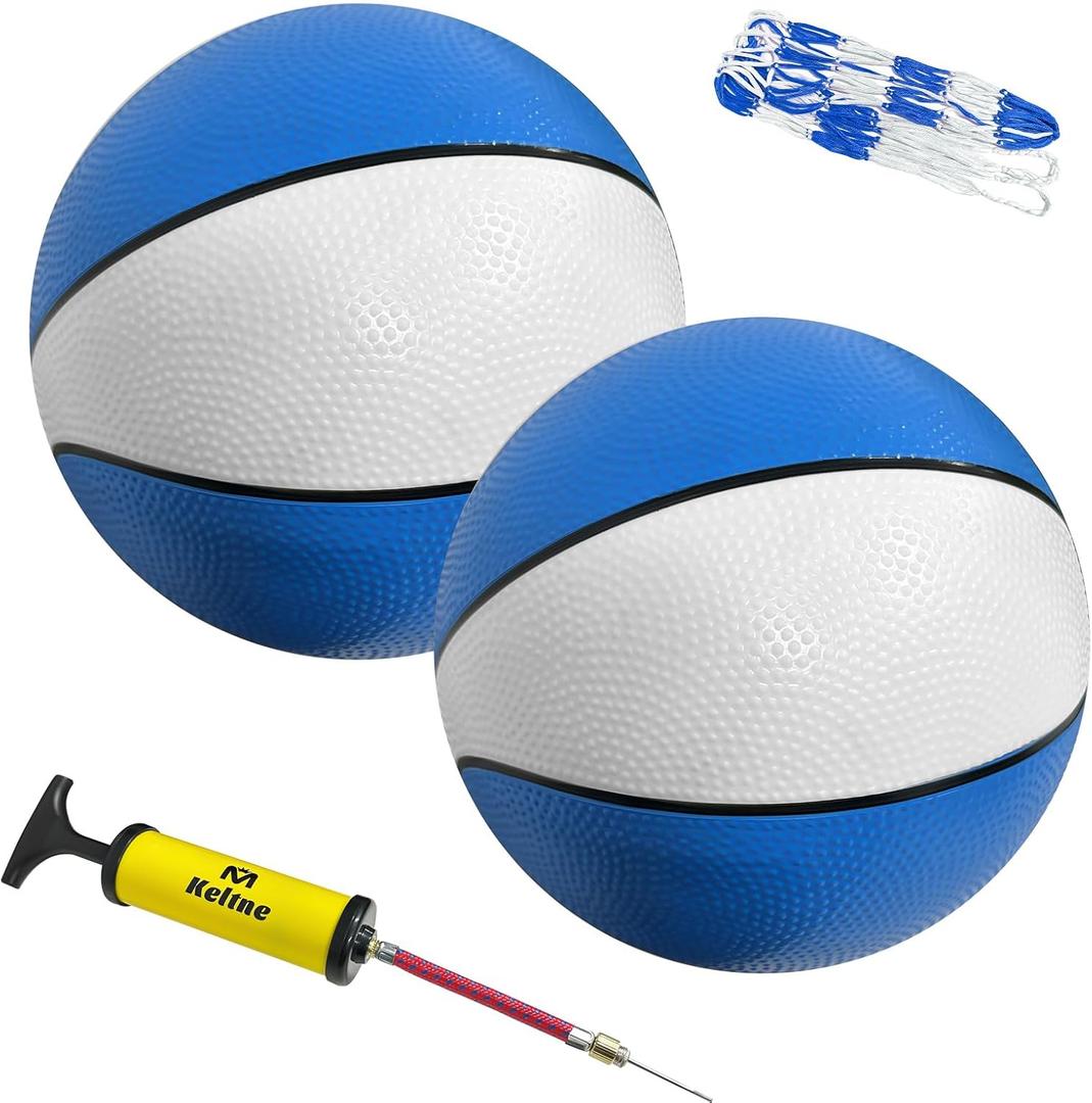 9 Inch Water Basketball 2PCS, Size 6 - Rubber Pool Basketballs with Air Pump & Net for Swimming Pools Basketball Hoops