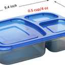 Youngever 7 Sets Bento Lunch Box, Meal Prep Containers, Reusable 3 Compartment Plastic Divided Food Storage Container Boxes, 9.5 x 6.2 x 2.2 inches