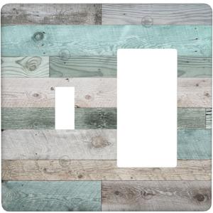 Farmhouse Toggle/Rocker Combination Switch Plate Covers Rustic Decorative Decorator/Toggle Light Switch Cover Vintage Wood 2 Gang Wall Plate for Home Kitchen Bathroom