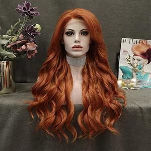Ginger Synthetic Lace Front Wig Long Wavy Synthetic Lace Front Wig Glueless Heat Resistant for Drag Queen Cosplay Party Daliy Wear 26 Inches