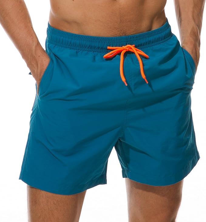 SILKWORLD Men's Swim Trunks Quick Dry Beach Shorts with Pockets L