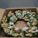 Admired By Nature 22" Artificial White Dogwood Berry Wreath Spring Summer Wreaths for Front Door Farmhouse Wreaths Outdoor Indoor decorative door Wreath For Front Door Home Office Holidays Décor