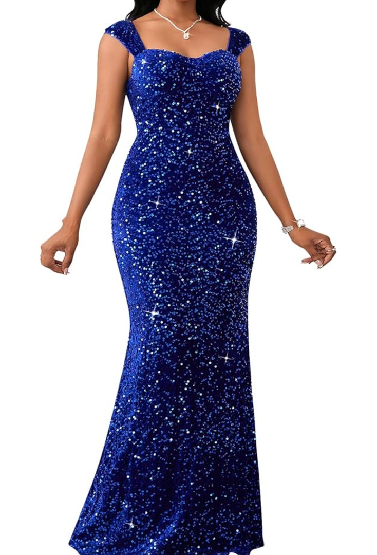 Women Sexy Sequin Off Shoulder Bodycon Evening Maxi Dress XL