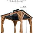 GAOMON Hardtop Spruce Wood Gazebo 10'x10', with Double Roof of Metal Sheets, 4.7'' Heavy Duty Poles, Net, and Curtain, Permanent Building for Patio, Deck, Backyard, Lawn, and Garden, Khaki