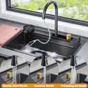 Black Drop In Kitchen Sink 30"x18" Stainless Steel Single Bowl Workstation, 29.5*17.7*10 inch