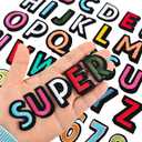 108Pcs Iron on Letters for Fabric, Letters Patches A-Z, Embroidered Number Patches 0-9, Iron on/Sew on Alphabet Patch for Clothes, Hat, Socks, Jeans