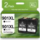 901 Black Ink Cartridges Value Pack Replacement for HP 901 901 XL Use with HP OfficeJet 4500 J4500 J4524 J4540 J4550 J4580 J4680c J4680 J4624 J4640 J4660 (2-Black)