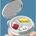 Pill Box 3 Compartment Small Pill Case, Portable for Pocket or Purse Pill Organizer Pill Container Holder to Hold Vitamins, Medication, Fish Oil and Supplements(Starry Night)