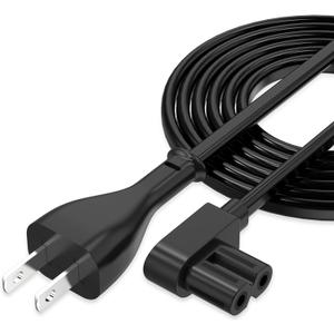AGVEE 12ft TV Power Cord, 90 Degree Angled L-Shaped UL Listed 2-Prong AC Power Cable IEC C7 C8 Compatible with Samsung LG Sony Insignia Apple TV LCD LED, Vizio Roku Partybox, Black