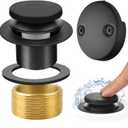 Matte Black Tub Drain Overflow Kit - Universal Bathtub Drain Replacement with 2-Hole Overflow Faceplate Set, Tip-Toe Conversion Kit, Fine & Coarse Thread