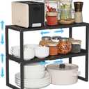 2 Pack Expandable Kitchen Cabinet Shelves Organizer,Heavy Duty Metal Shelving Units and Storage,Stackable Adjustable Kitchen Storage Organization Shelves Rack for Counter Cupboard Pantry,Length:20.5"