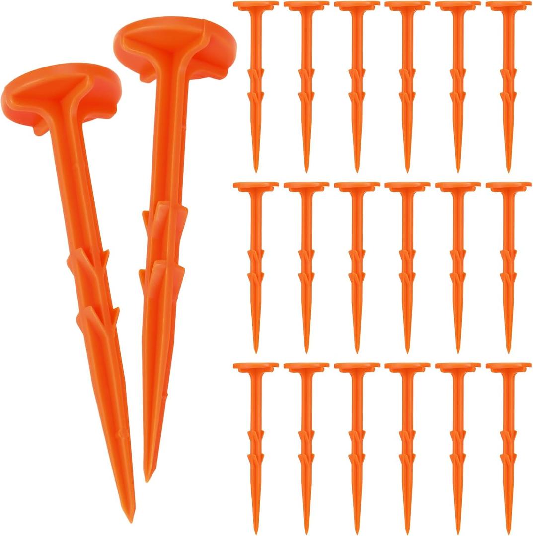 Nuanchu 50 Pcs 5 Inch Low Profile Survey Markers Hi-vis Line Yard Property Marker Survey Stakes for Patios, Lawn Edges, Gardens, Paver Landscape Fabric Tarps Weed Barriers (Orange,5 x 1.5 Inches)