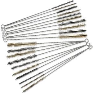 Wire Tube Brushes Bulk for Cleaning Pipe Tube Brass Stainless Steel Round Wire Brush for Auto Parts Christmas, Bottles, Tubes, 5 Sizes(20 Pieces)