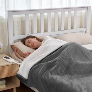 Heated Blanket Electric Blanket Full Size 84"x72" Fast Heating Electric Blanket with 12 Hours Auto-Off and 6 Heating Settings Overheat Protection Cozy Soft Flannel Heated Throw Blanket ETL-Certified