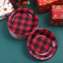 Aneco 60 Pieces Red and Black Plaid Paper Plates Disposable Plates Round Plates Party Supplies for Party, 7 Inches