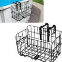 Heavy-duty Poolside Storage Baskets for Above Ground Pool for Square Top Pools Only, Fits 4.9 to 7.6" Top Rails, Adjustable Collapsible Metal Pool Storage Basket Poolside Organizer Accessories