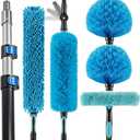 20 Foot High Ceiling Fan Duster with 5-12ft Extension Pole, Extendable Reusable Cobweb, Feather, Window Cleaning Squeegee Kit