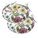 FUNHOME All Weather Bistro Seat Cushions with Ties, Tufted Patio Chair Cushions Round 15”x15”x4”, Set of 2, Chair Pad for Home Garden Kitchen Furniture-Butterfly