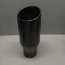 Universal 3.5 Inch Inlet Exhaust Tip, 3.5" Inlet 5" Outlet 12" Overall Length, PVD Black Exhaust Tip, Stainless Steel Exhaust Tip, Angle Cut, Clamp On