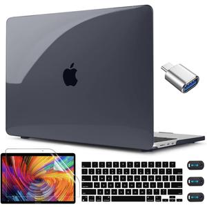 CISSOOK Hard Shell Case for MacBook Air 13.6inch A2681 M2 A3113 M3 Chip 2022-2024, Crystal Black, Includes Keyboard Cover, Screen Protector, Adapter & Camera Cover
