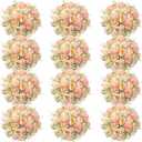 Tigeen Artificial Flowers Artificial Peonies Silk Flowers Faux Peony Fake Peony Silk Hydrangea Bouquet for Wedding Table Centerpiece Floral Vase Decor(Orange,12 Bundles)