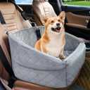 NEEZUKAR Dog Car Seat for Small Dogs,Detachable Washable Dog Booster Seat for Medium Dogs Under 30lbs, Pet Car Seat Travel Bed with Storage Pockets and Dog Safety Belt (Grey)