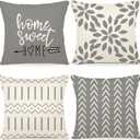 YCOLL Pillow Covers 20x20 Set of 4, Modern Sofa Throw Pillow Cover, Decorative Outdoor Linen Fabric Pillow Case for Couch Bed CarGray