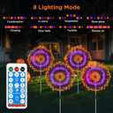 4 Pack Solar Halloween Firework Lights Outdoor Waterproof, 8 Modes Orange & Purple Black Spooky Solar Garden Lights with Timer Remote for Outside Yard Patio Pathway Lawn Halloween Decor