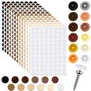 1152 Pcs Self-Adhesive Screw Hole Stickers and 120 Pcs Screw Cap Covers, 15 mm Waterproof Dustproof Self Tapping PVC Plastic Cap Cover Sticker for Wood Furniture Cabinets Wall Desk, 12 Colors