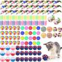 Shappy 150 Pcs Cat Toys for Indoor Cats Bulk, Kitten Toys Pack, Variety Interactive Gift Including Mice Rainbow Balls Spring Crinkle Balls Gift for Kitty Kitten Cat(Classic)