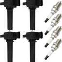 ECCPP UF526 4 ignition coils with 4 iridium Spark Plugs 5344 coils packs,for Saab 9-3X 2.0L 2010-2011,for Saab 9-3 2.0L 2003 2004 2005 2006 2007 2008 2009 2010 2011,UF526 C1430 H6T60271 (Standard)