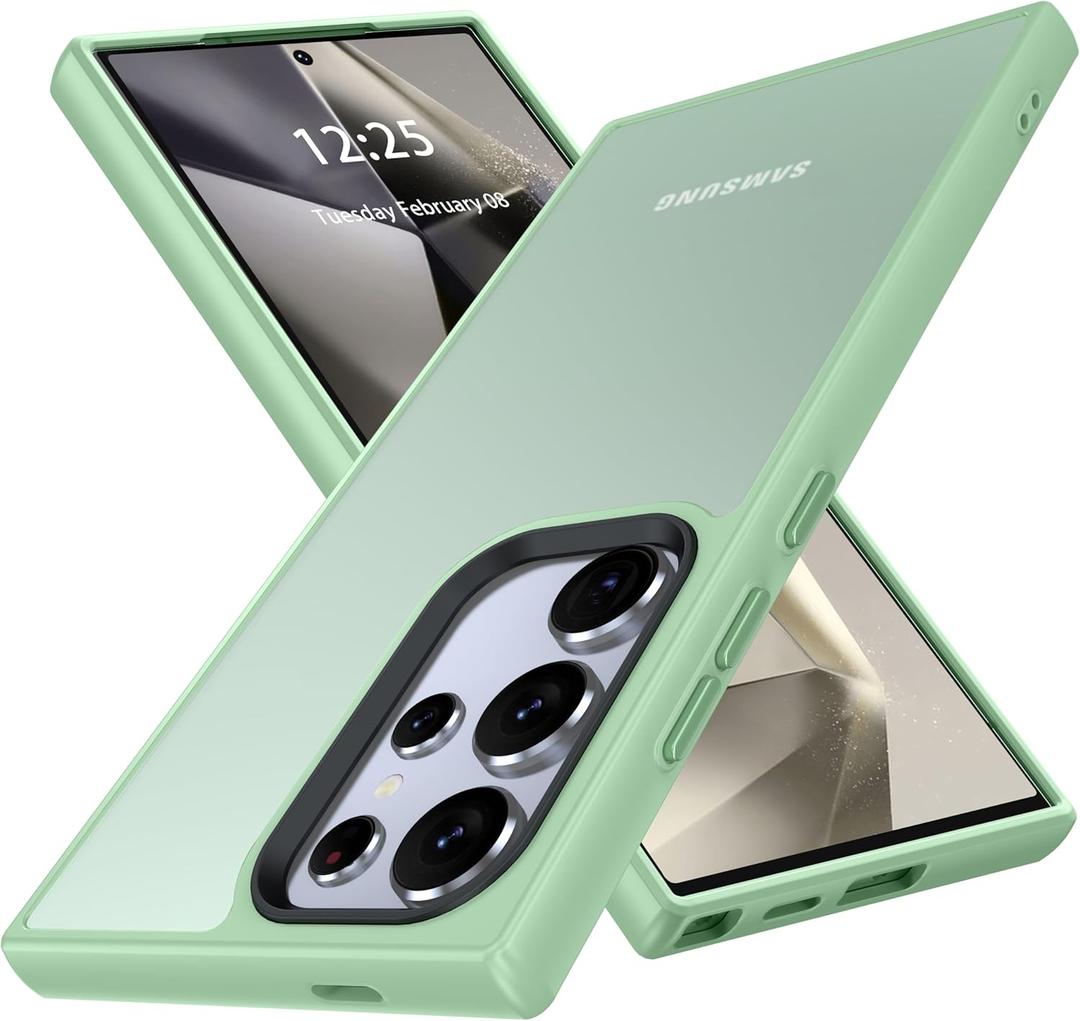 Oneagle for Samsung Galaxy S24 Ultra Case, Galaxy S24 Ultra Case with Translucent Hard Back & Soft Edge,[15FT Military Grade Drop Tested][4 Corner Airbag][Silky Touch] Galaxy S24 Ultra Phone Case (Frost Light Green)
