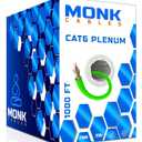 MONK CABLES | CAT6 Plenum Cable 1000ft | UTP, 23AWG, 550MHz | DSX-8000 Certified | Most Certified Cable of The Whole Market (Green)