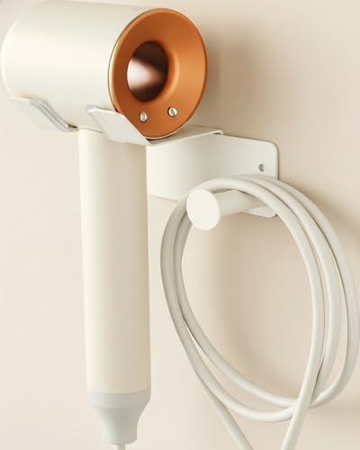 BANJEKT Hair Dryer Holder, HairDryer Holder Wall Mounted, Self Adhesive Blow Dryer Holder, Stainless Steel Hair Dryer Holder, Hairdryer Holder for Bathroom White