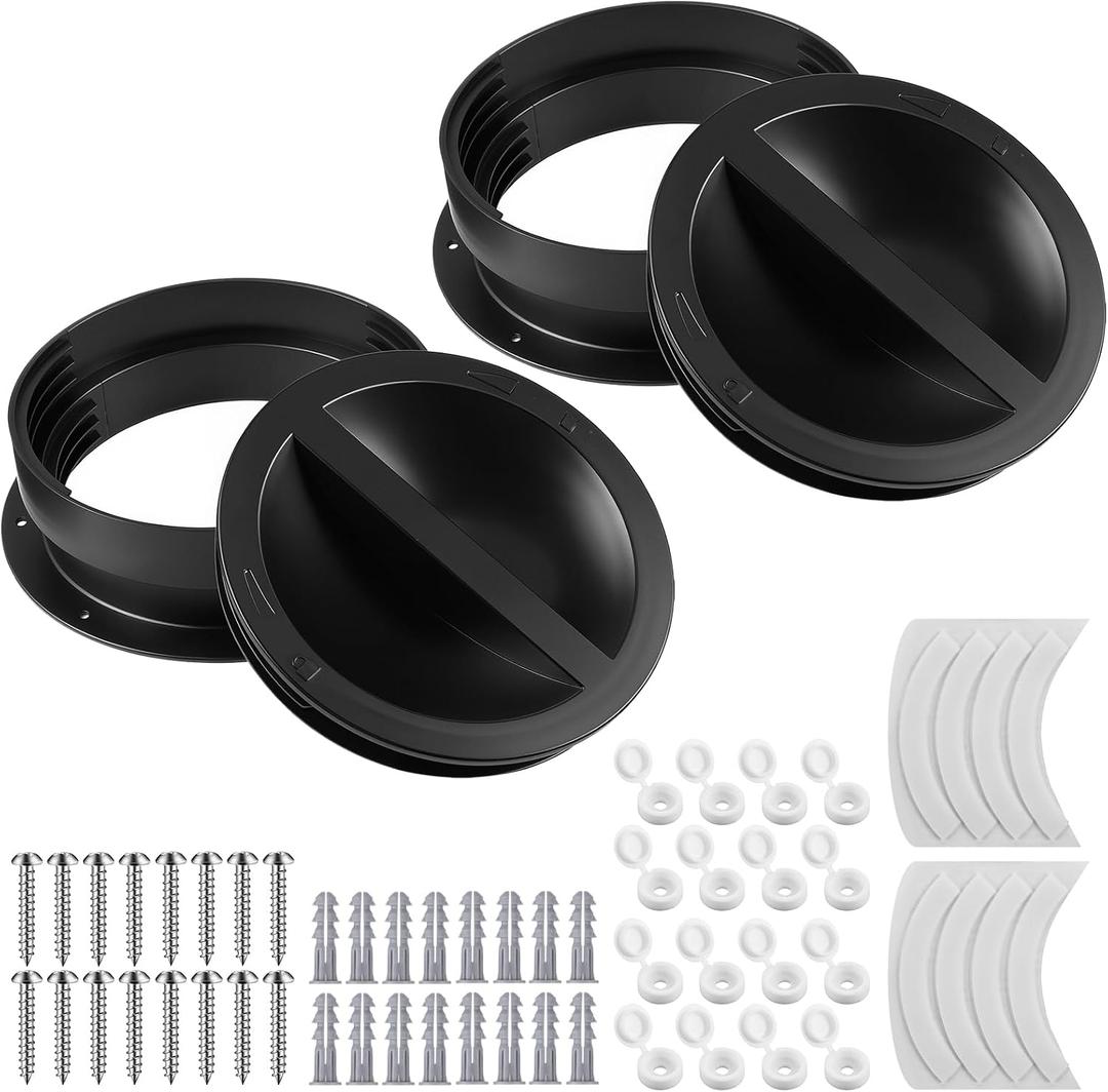 2 Set Black Dual Size Wall Mount Connector for Portable Ac Vent Ac Exhaust Hose Coupler for 6 and 6.5 Inches Hose Accessories Plug