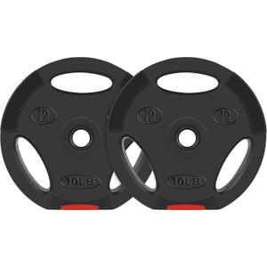 Signature Fitness Vinyl Standard 1-Inch Plate Weight Plate for Strength Training and Weightlifting, 10-Pound, Pair