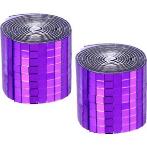 MECCANIXITY Self Adhesive Glass Mirror Mosaic Tiles 3200 Pcs 5 x 5 mm Disco Tiles for Craft Decoration Glass Mirror Disco Ball Purple 2 Pcs