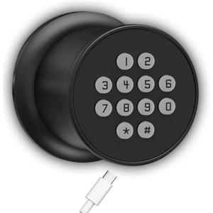 Keyless Entry Door Knob,Smart Knob Unlock by Passcode,Exterior Door Lock with Keypad,Security Door Lock Electronic Door Knob for Home Office Bedroom Hotel Apartment,Black