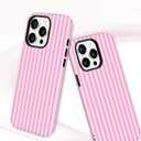 Jusy Compatible with MagSafe Striped Phone Case for iPhone 14 Pro, Cute Aesthetic Magnetic Soft TPU and Hard PC Protective Phone Cover for Women GirlsMatte - Dark Pink