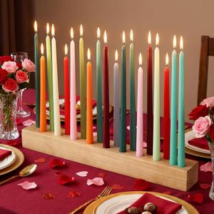 Mumufy 18in Long Wooden Taper Candle Holders for Birthday Party Candlestick Table Centerpiece Giant Wooden Farmhouse Candle Holders Decorations for Birthday Wedding Anniversary Desktop(Natural Wood)